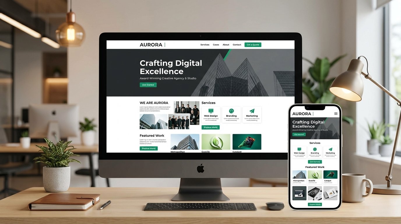 Modern responsive business website and mobile landing page